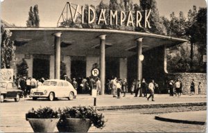 Postcard Hungary Budapest Vidam Park entrance 1960s rppc