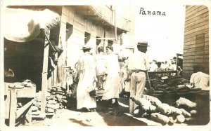 Postcard RPPC C-1910 Panama Street market vendors 23-12906