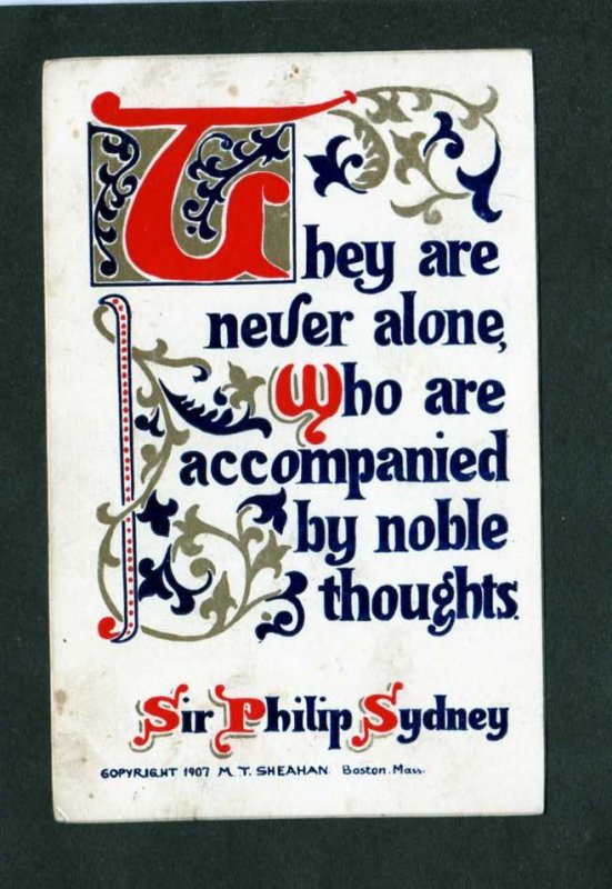 Vintage Sheahan's Good Mottos Verse Poem Postcard Sheahan Sir Philip Sydney