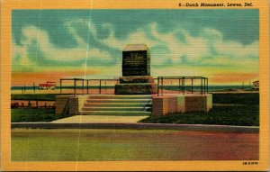 Dutch Monument Lewes Delaware DE UNP Unused Linen Postcard A7