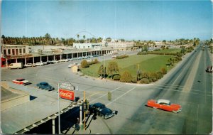 Postcard AZ Chandler Western Hotel Coca Cola Sign Roadside Classic Car 1958 S112