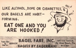 Vintage Postcard Bagel Fare Inc. Bagel By Eagerman Advertising Miami Beach Fla.