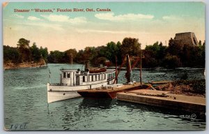 Postcard Fenelon River Ontario c1906 Steamer Wacouta Victoria County Kawarthas