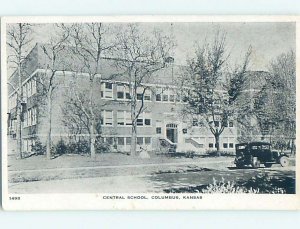 Unused Divided Back SCHOOL BUILDING Columbus Kansas KS J8421