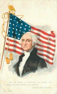 Artist impression C-1910 President Washington Patriotic Flag Postcard 21-5715