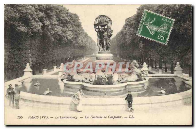 Postcard The Old Paris Luxumbourg Fountain Carpeaux