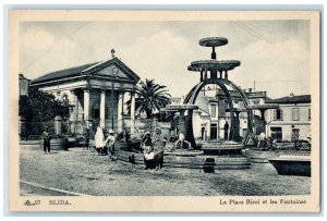 c1940's Place Ricci And The Fountains Blida Algeria Vintage Unposted Postcard