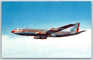 Airplane Postcard American Airlines Boeing Jet 707 In Flight CK8