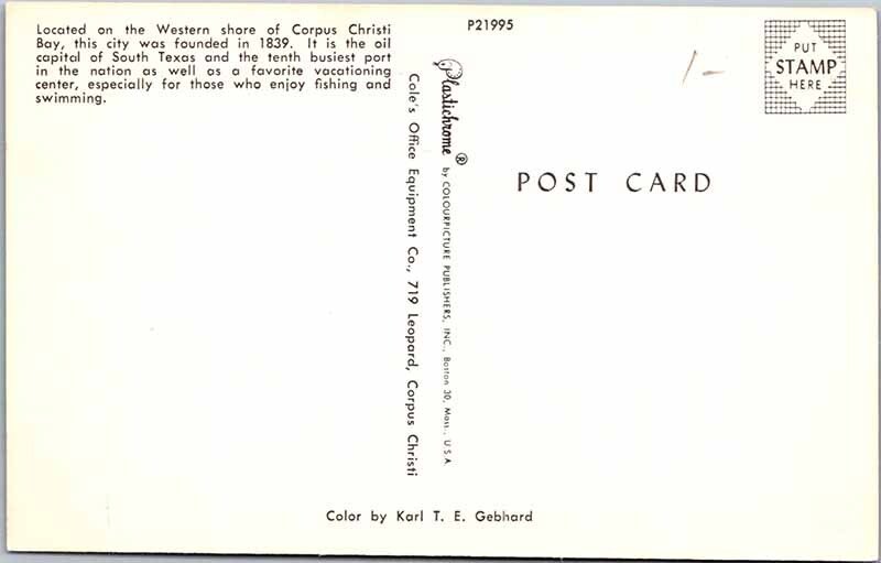 Postcard BUILDING SCENE Corpus Christi Texas TX AM9388