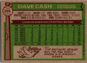 1976 Topps Football Card Dave Cash Philadelphia Phillies sk13532