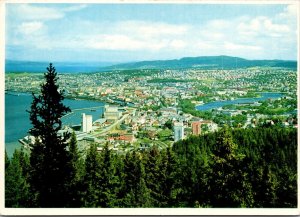 Aerial View of Trondheim Norway Postcard Mid Century