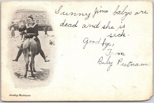 1908 Looking Backwards Horse Back Riding Posted Postcard