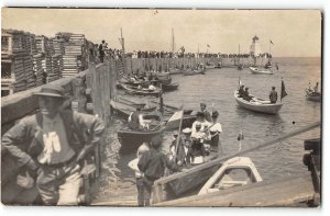 RPPC Dominion Day, Port Maitland, N.S. Canada Lighthouse 1908 Photo Postcard