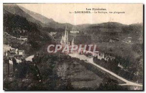 Old Postcard The Pyrenees Lourdes Basilica bird's eye view