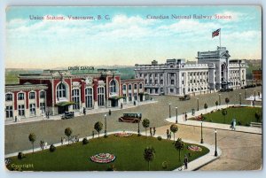 1910 Vancouver British Columbia BC Canada Postcard Union Station Railway Section