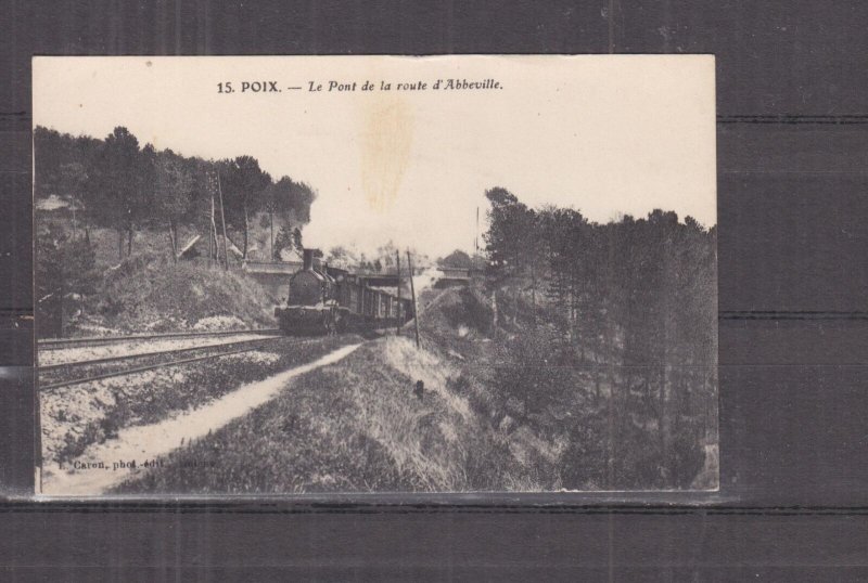 FRANCE, POIX, TRAIN, BRIDGE, c1920 ppc., unused.