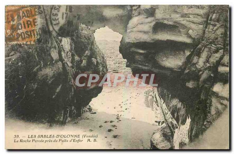 Old Postcard Les Sables d'Olonne Vendee La Roche Perche near the Well of Hell