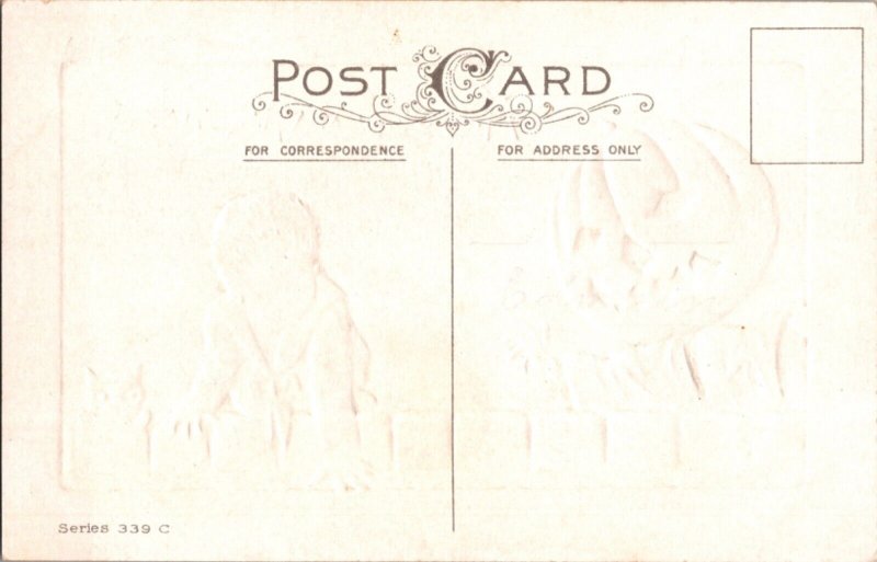 Vintage Scared Little Boy, Scarecrow, Pumpkin, JOL Man, Cat, Halloween Postcard