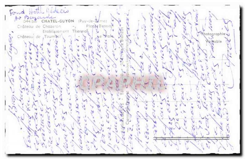 Old Postcard Chatel Guyon Puy de Dome Castle Chazeron up Brossard Establishme...