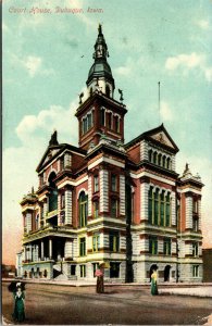 Vtg Dubuque Iowa IA Court House Ladies Parasols 1909 Early Postcard