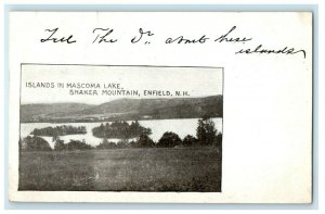 1905 Islands In Mascoma Lake Shaker Mountain Enfield New Hampshire NH Postcard 