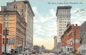 Birmingham Alabama horses buggies trolleys north on 20th St antique pc BB2307