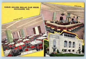 Milwaukee Wisconsin WI Postcard Eagles Million Dollar Club House Multiview 1940