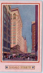 CHICAGO, Illinois  IL    MADISON  & STATE STREETS looking East  c1920s Postcard