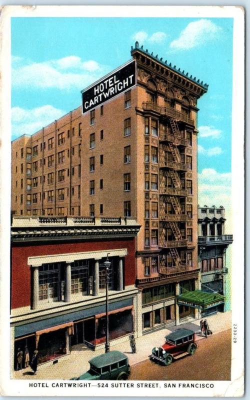 SAN FRANCISCO, California  CA   HOTEL CARTWRIGHT Sutter Street  c1920s  Postcard