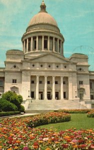 Vintage Postcard 1968 Arkansas State Capitol & Garden Little Rock AR Siebert Inc