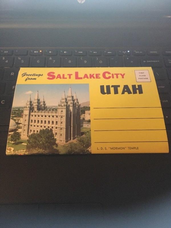 Vtg Foldout Postcard: Salt Lake City Utah, 12 Views