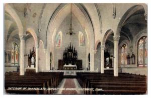 1911 Interior, Immaculate Conception Church, Cherokee, IA Postcard