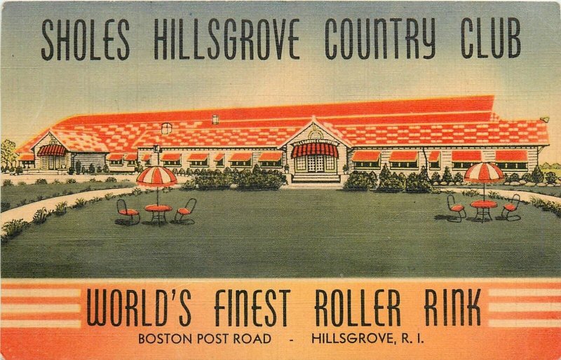 Postcard 1940s Rhode Island Hillsgrove Shoals Country Club linen RI24-2029