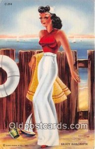 Beach Scene Linen Saucy Sailourette Unused 