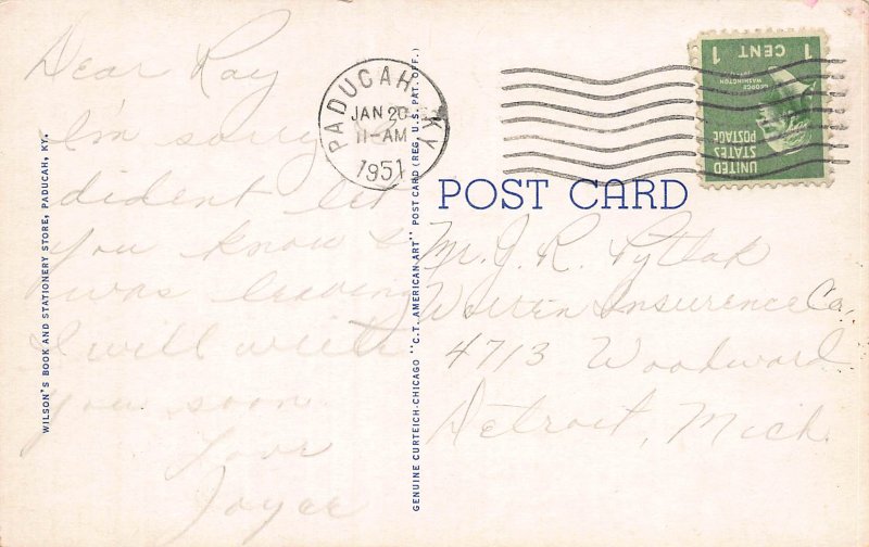 Illinois Central Railroad Hospital, Paducah, Kentucky, Early Postcard, Used