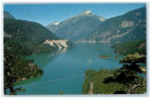 1970 Bird's Eye View Of Diablo Lake Ruby Mountain Seattle WA Vintage Postcard