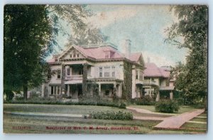 Galesburg Illinois Postcard Residence Mrs. Avery Exterior c1909 Vintage Antique
