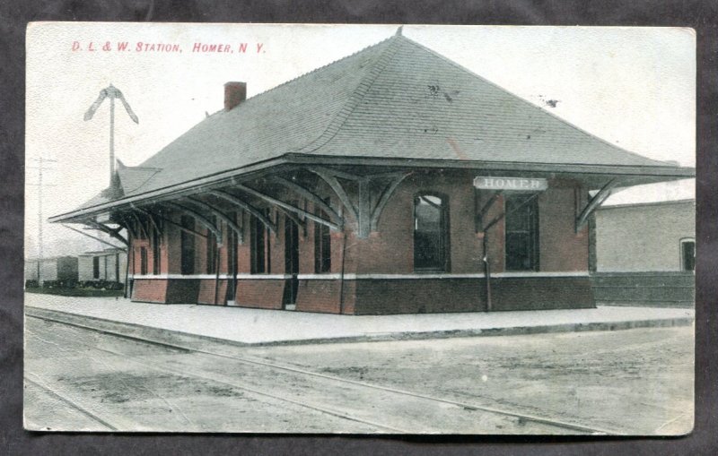 dc1838 - HOMER NY 1911 Train Station. Depot. Postcard.