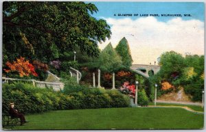 1947 A Glimpse of Lake Park Milwaukee Wisconsin WI Ravines Posted Postcard