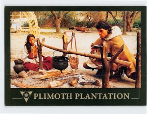 Postcard Hot Food at Hobbamock's (Wampanoag Indian) Homesite Plimoth Plantation