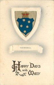 B.B. London Embossed Postcard G-1240 Xmas, Coat of Arms Victoria Australia