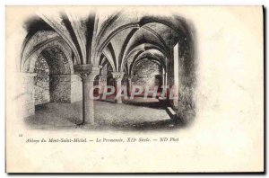 Old Postcard Mont Saint Michel abbey The promenade