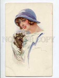 285490 USABAL Belle Woman Lady PEKINGESE Vintage NOVITAS #15329 postcard