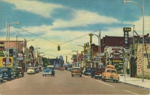 1957 Colorful Cars, Business District, Tucumacari New Mexico Vintage Postcard