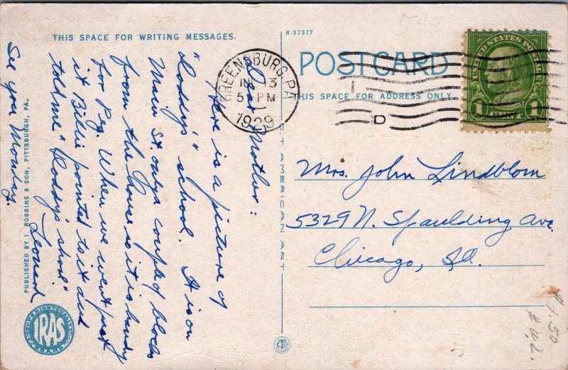 Postcard High School Greensburg PA 1929