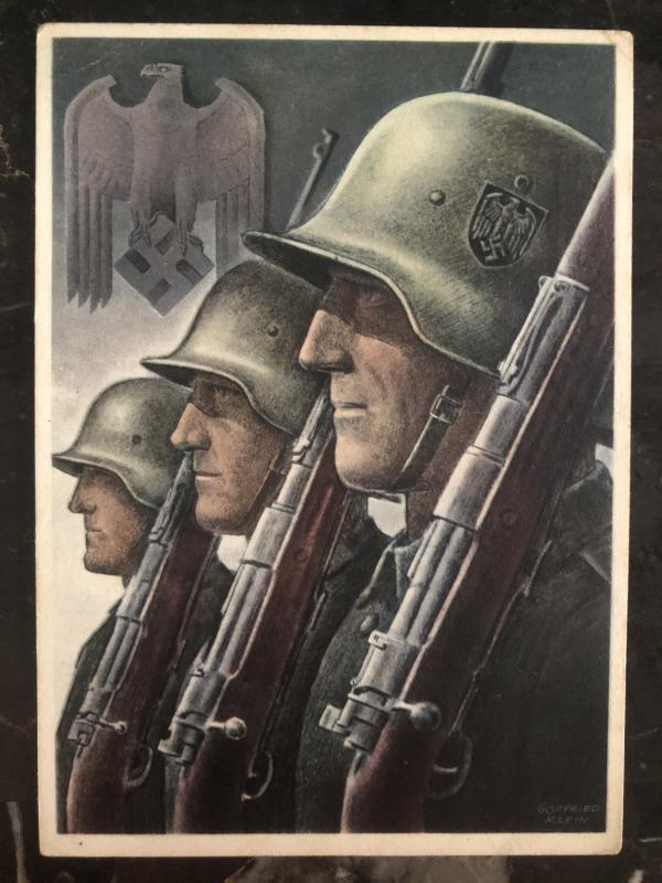 1943 Feldpost Germany Patriotic Postcard cover Infantry Wehrmacht WW2