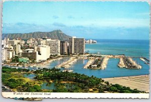 Waikiki And Diamond Head Hotel Ala Moana Park Ala Wai Yacht Harbor HI Postcard