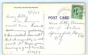 Postcard NY Babylon Long Island Scenic Greetings Vintage Linen I6