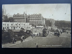 Dorset BOURNEMOUTH The Square & Tram Terminal - Old Postcard by A.H.J. Series