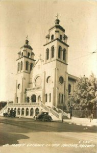 Autos St Mary's Catholic Church Phoenix Arizona 1940s RPPC Postcard 20-4190